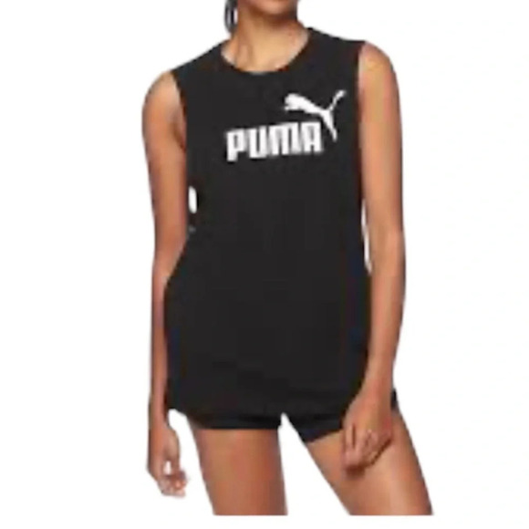 Puma black white logo tank top Sz M - Picture 11 of 11